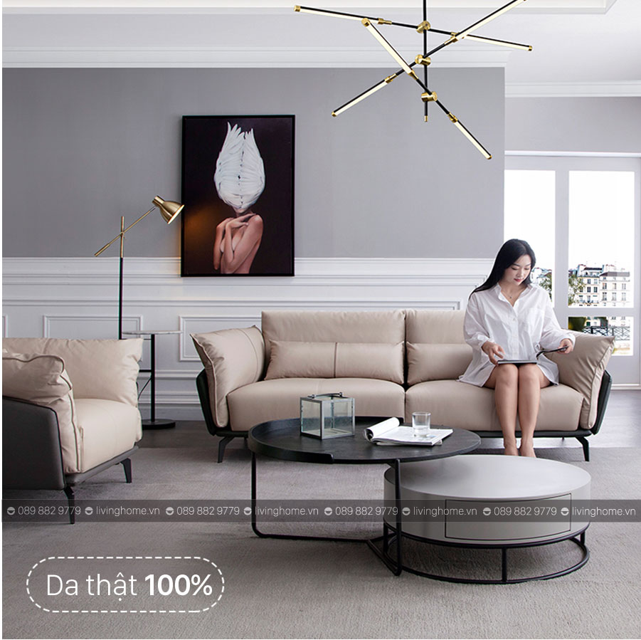 Sofa da bò Lanister - Băng 3 chỗ 2m2 10 Bộ 3 Sofa da bò nhập khẩu Lanister LVH-9024 NEW